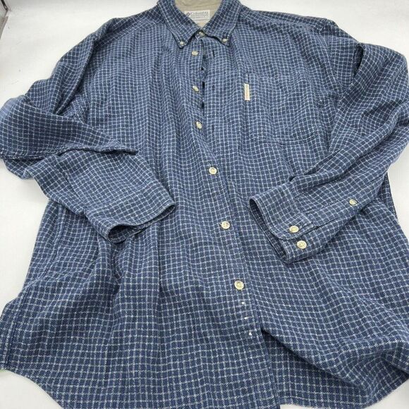 Columbia XLarge Blue & Gray Plaid Long Sleeve Button Up Shirt - Picture 1 of 3